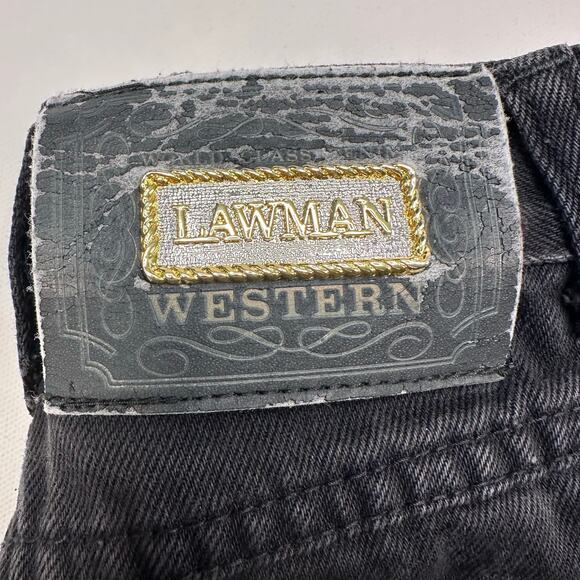 Vintage 1990’s Lawman Black Denim Exposed Button Fly Straight Leg Jeans Western - Picture 3 of 8